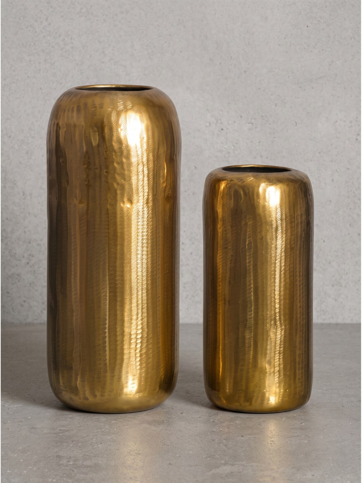 Vasen 2er-Set Aluminium Gold Ø 16x40,5 cm - AMALFI Kadima Design