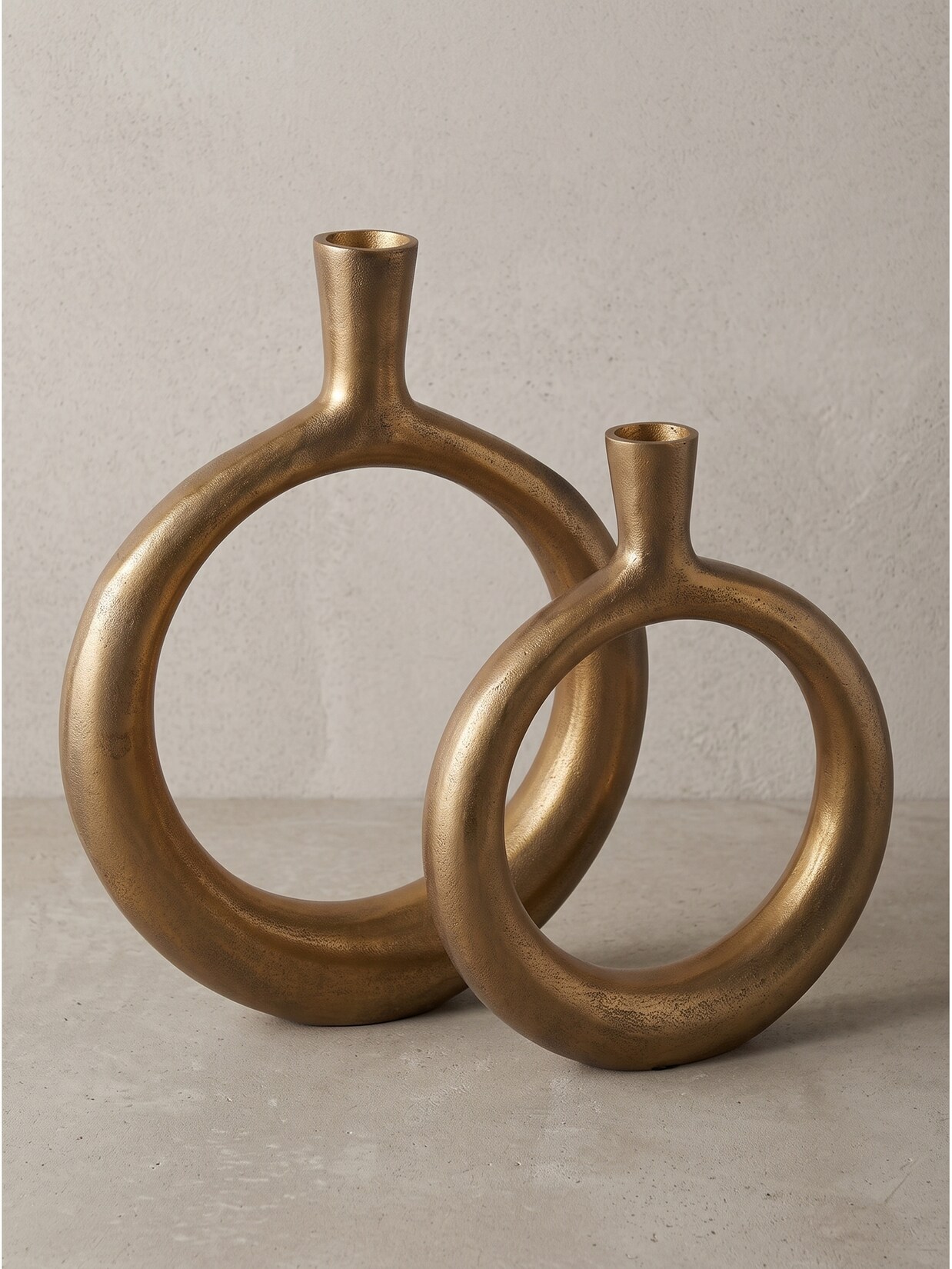 Vasen 2er-Set Aluminium Gold 35x7x45 cm - BAVENO Kadima Design