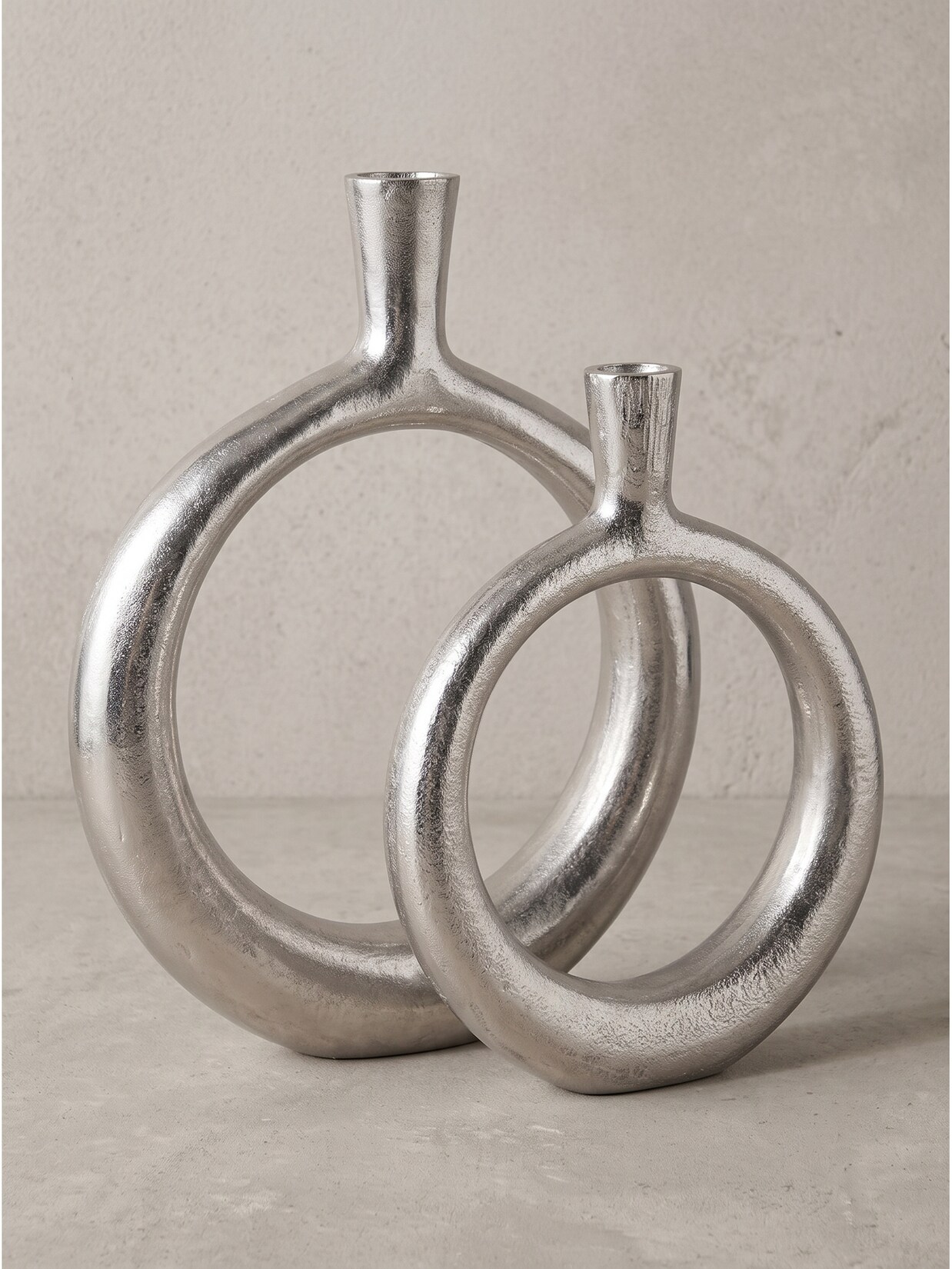 Vasen 2er-Set Aluminium Silber 35x7x45 cm - BAVENO Kadima Design