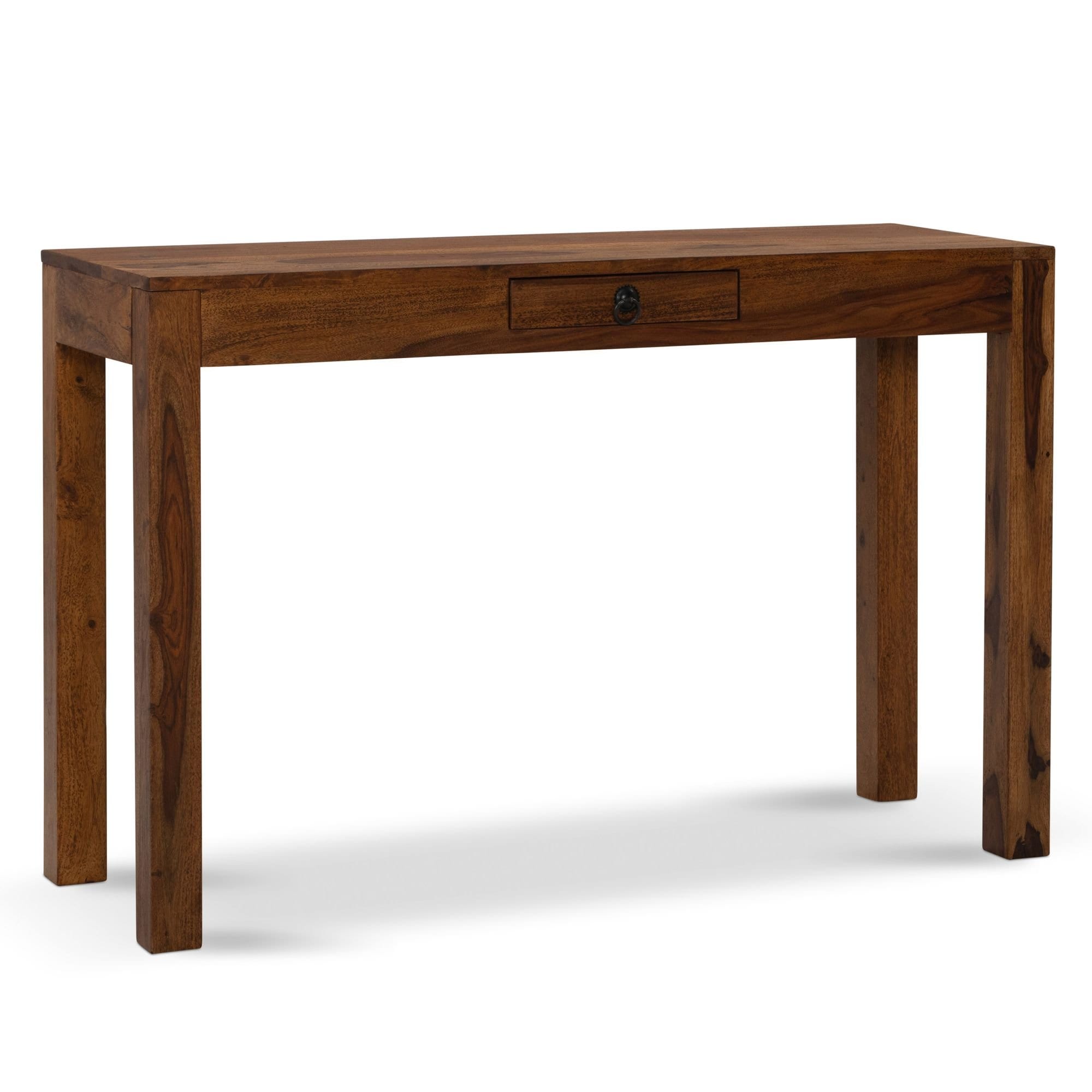 Schreibtisch Kompakt | 118x40x76cm | Sheesham Massivholz Dunkelbraun | Platzsparend mit Schublade | Handgefertigt & Modern | B&uuml;ro | Kadima Design - Bild 1