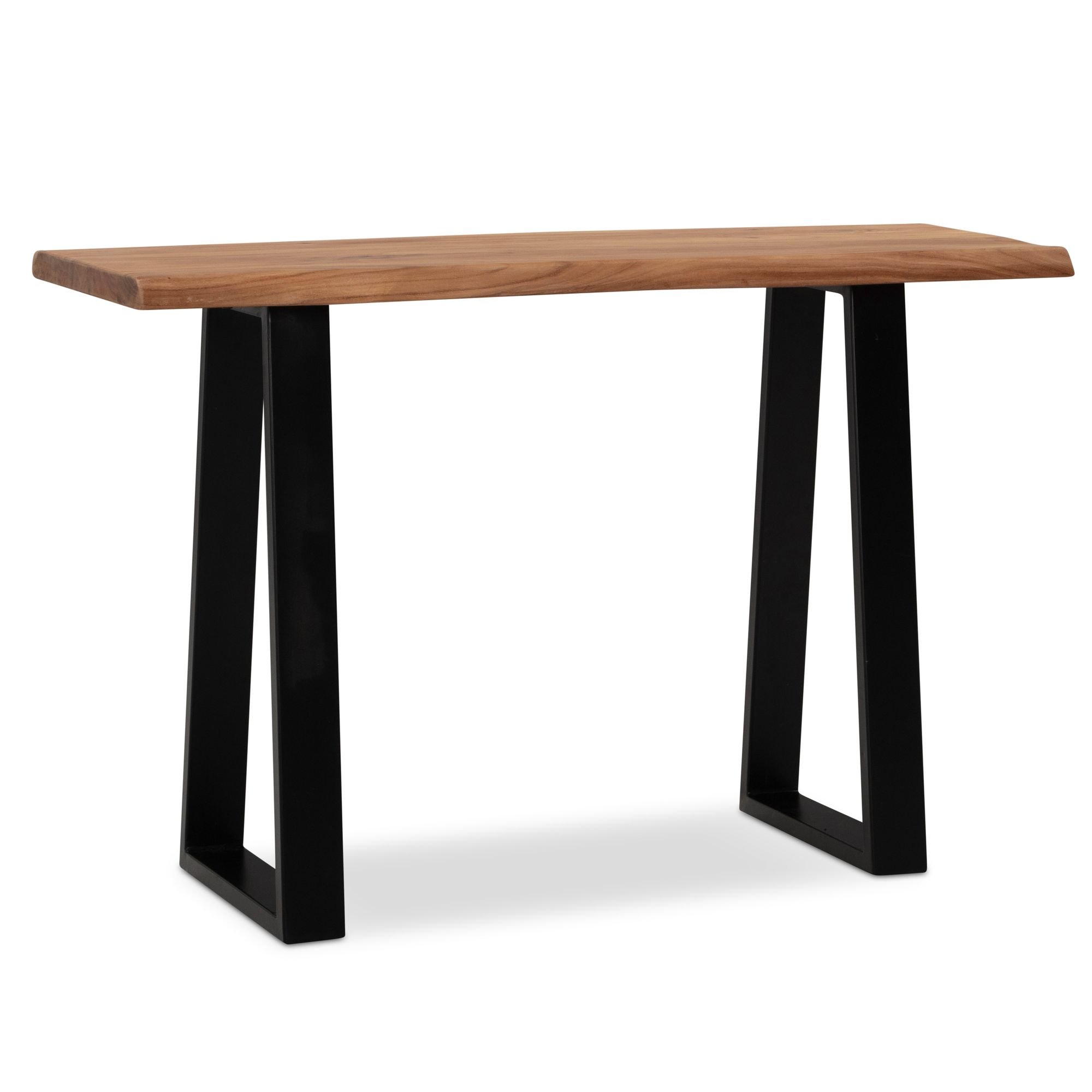 Schreibtisch Massivholz Industriell | 118x41 cm Akazie Live-Edge | Goldbraun-Schwarz | Schmal & Platzsparend | Weser Kollektion | Kadima Design - Bild 1
