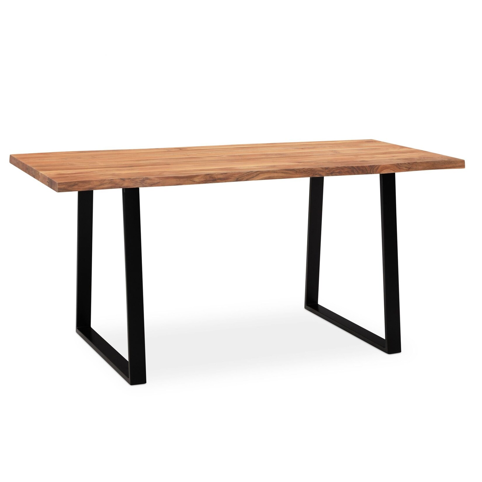 Esstisch Massivholz Baumkante Schwarz Metall Handgefertigt TARN, Goldbraun-Schwarz 160x80x76 cm