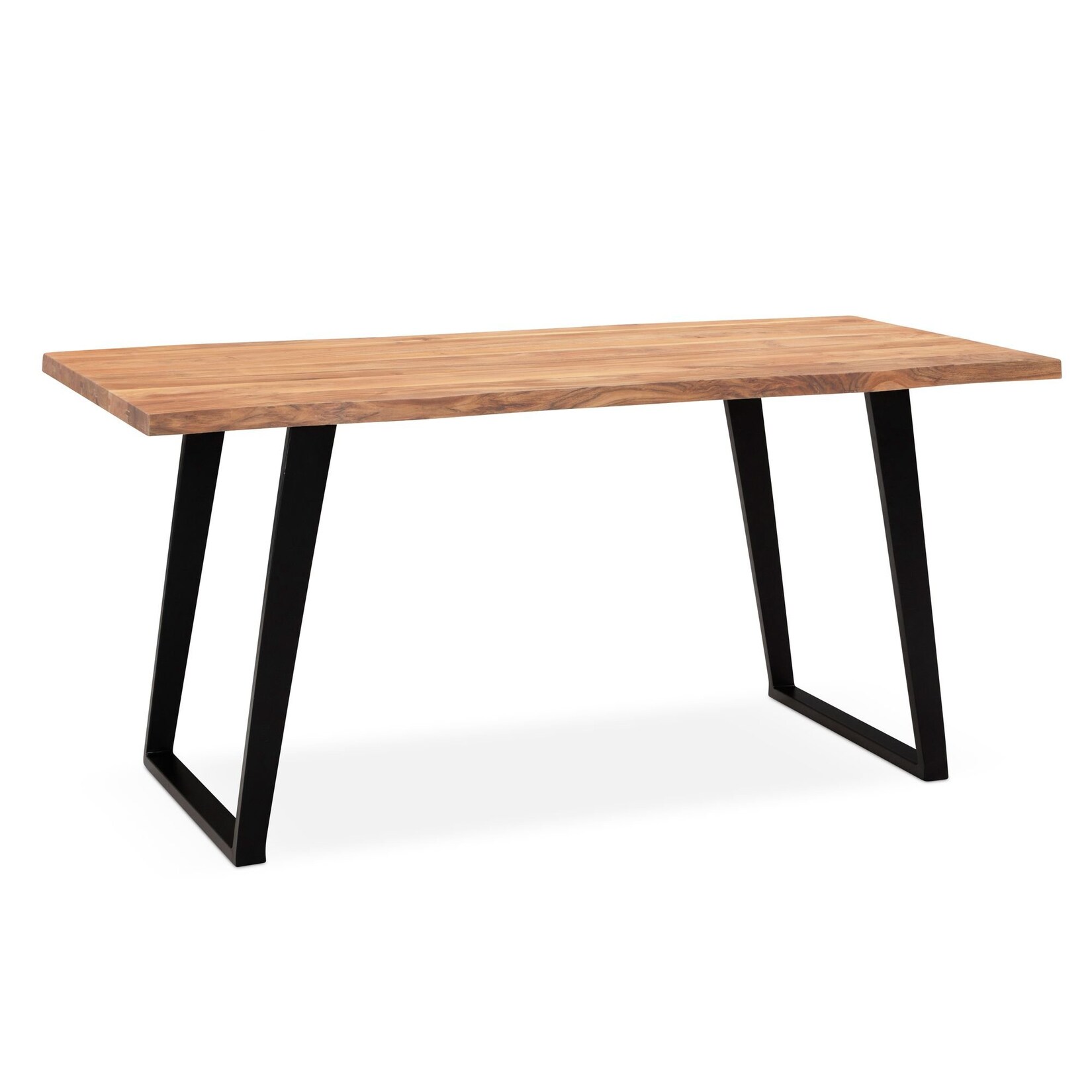 Esstisch Massivholz Baumkante Metall U-Gestell Handgefertigt ATOLL, Goldbraun-Schwarz 200x100x76 cm