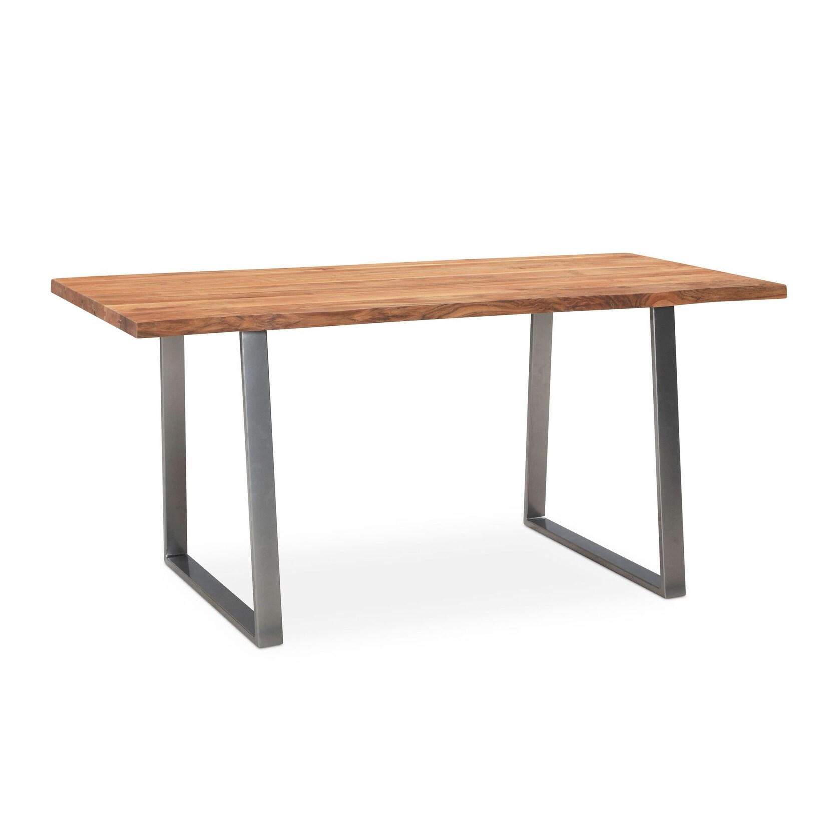 Computertisch Massivholz Baumkante Industrial 140x80 cm Akazie Standard mit Chromgestell Goldbraun Handarbeit Tarn Kollektion Kadima Design