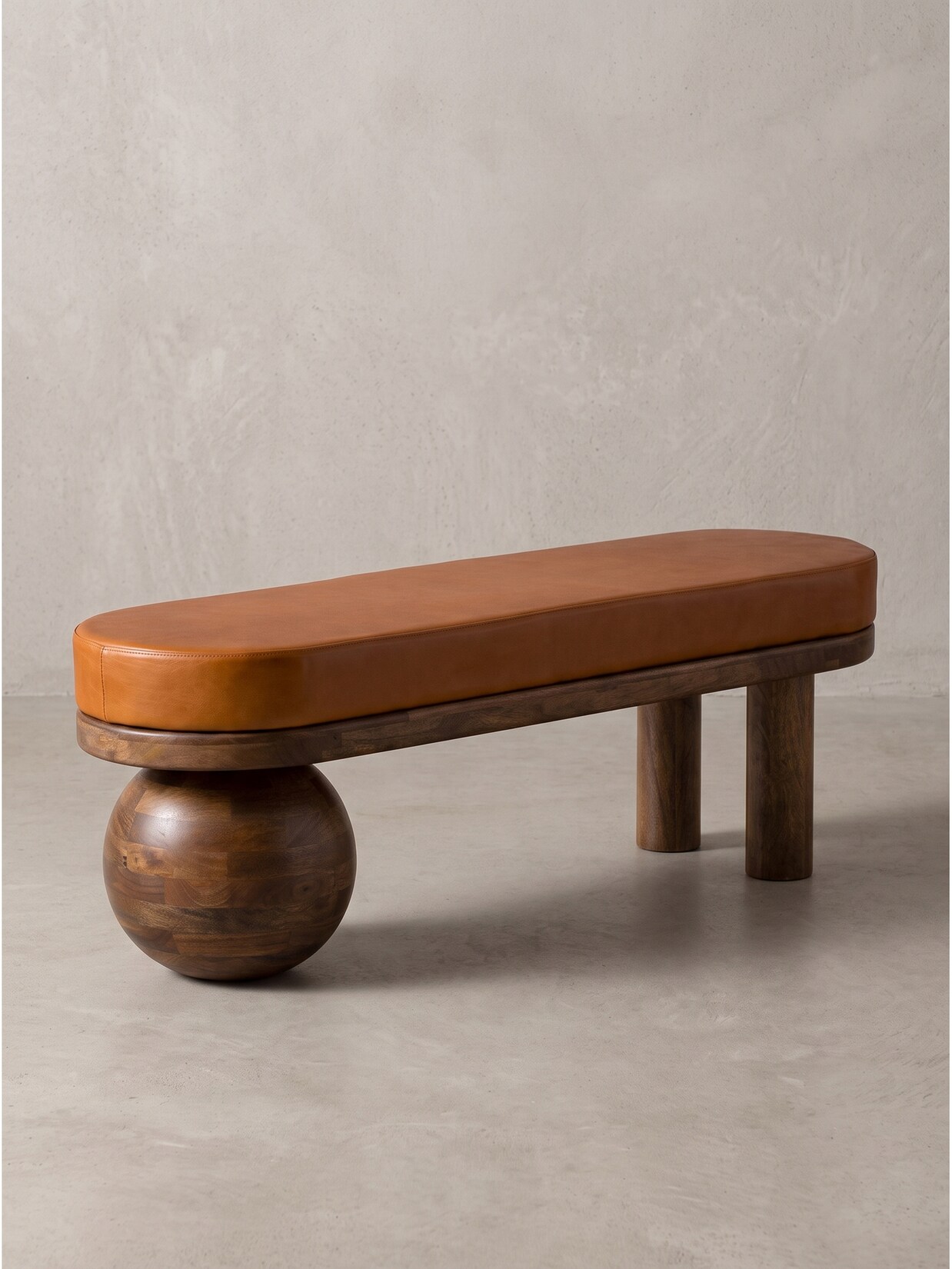 Sitzbank Ziegenleder Braun 140x40x47 cm - MAKARSKA Kadima Design