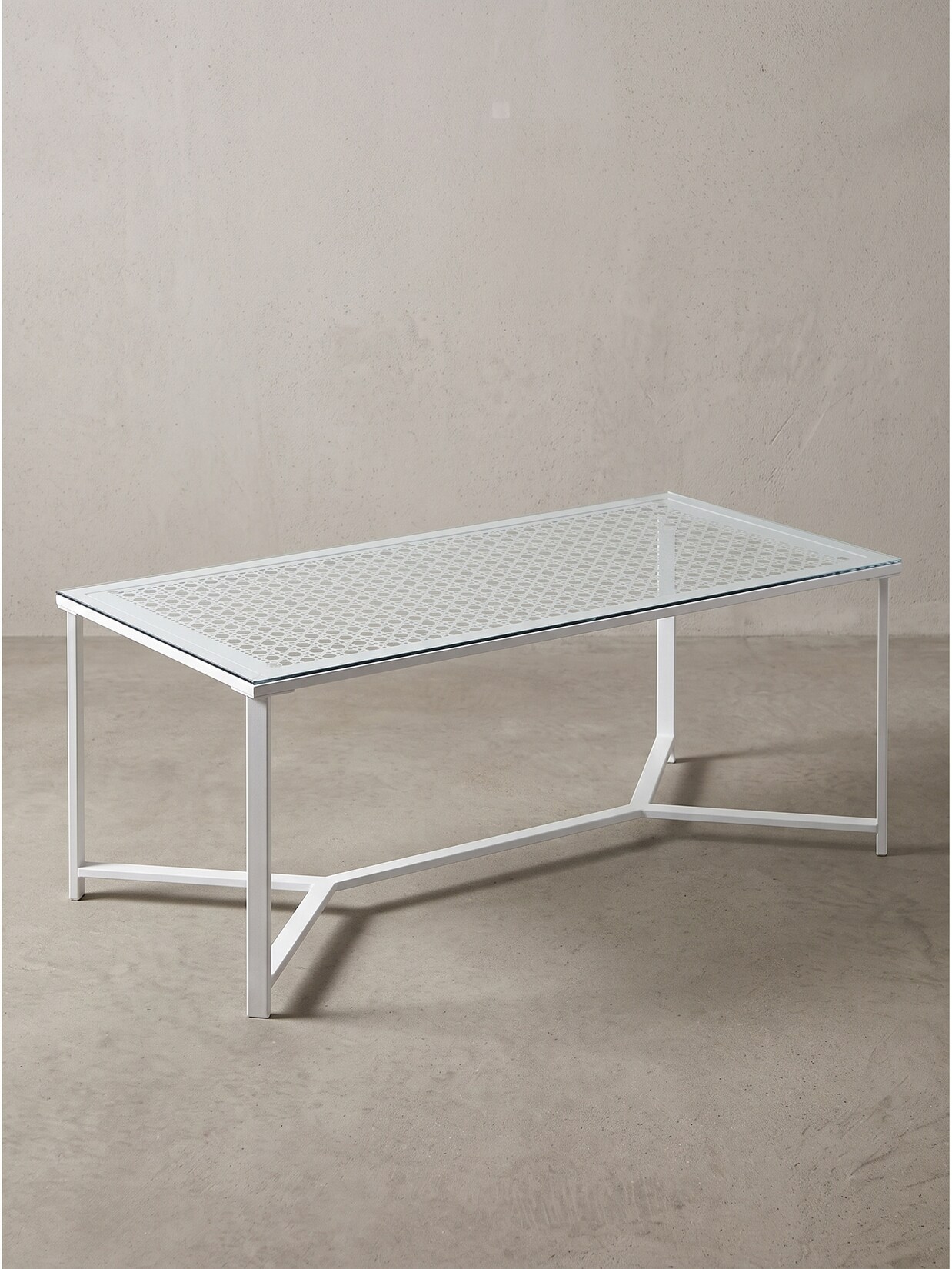 Couchtisch Sicherheitsglas Weiß 100x50x42 cm - ALCUDIA Kadima