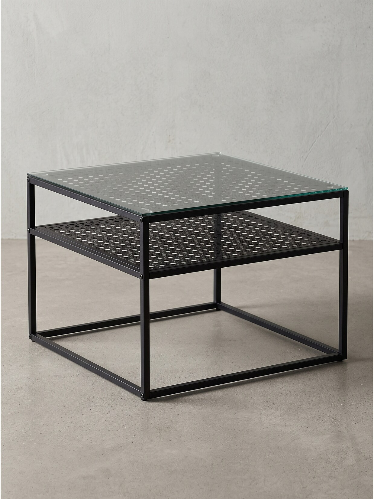 Couchtisch Sicherheitsglas Schwarz 60x60x45 cm - ALCUDIA Kadima