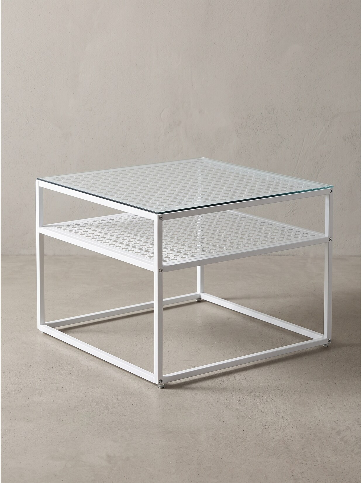 Couchtisch Sicherheitsglas Weiß 60x60x45 cm - ALCUDIA Kadima