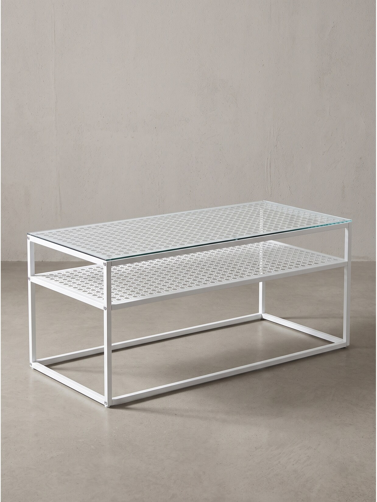 Couchtisch Sicherheitsglas Weiß 100x50x45 cm - ALCUDIA Kadima