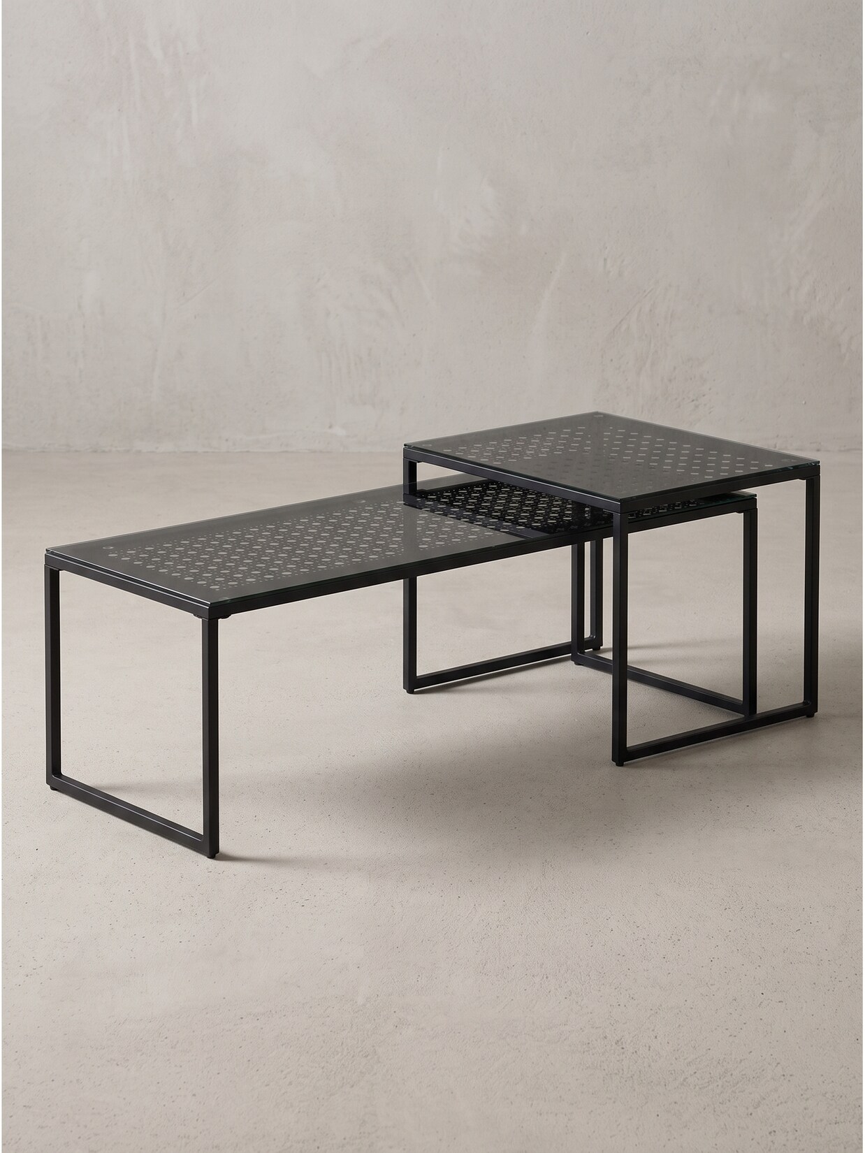 Sofatische 2er-Set Sicherheitsglas Schwarz 100x40x35 cm Kadima
