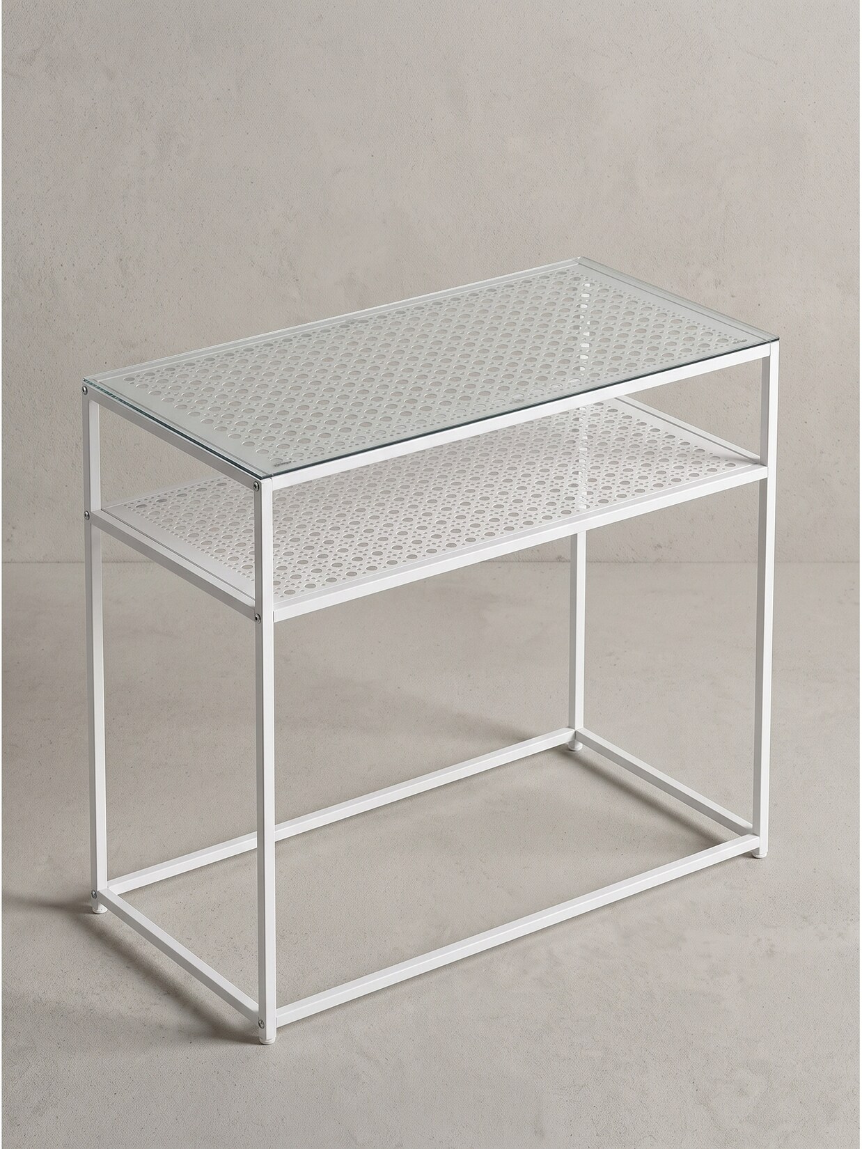 Konsolentisch Sicherheitsglas Weiß 80x40x77 cm - ALCUDIA Kadima