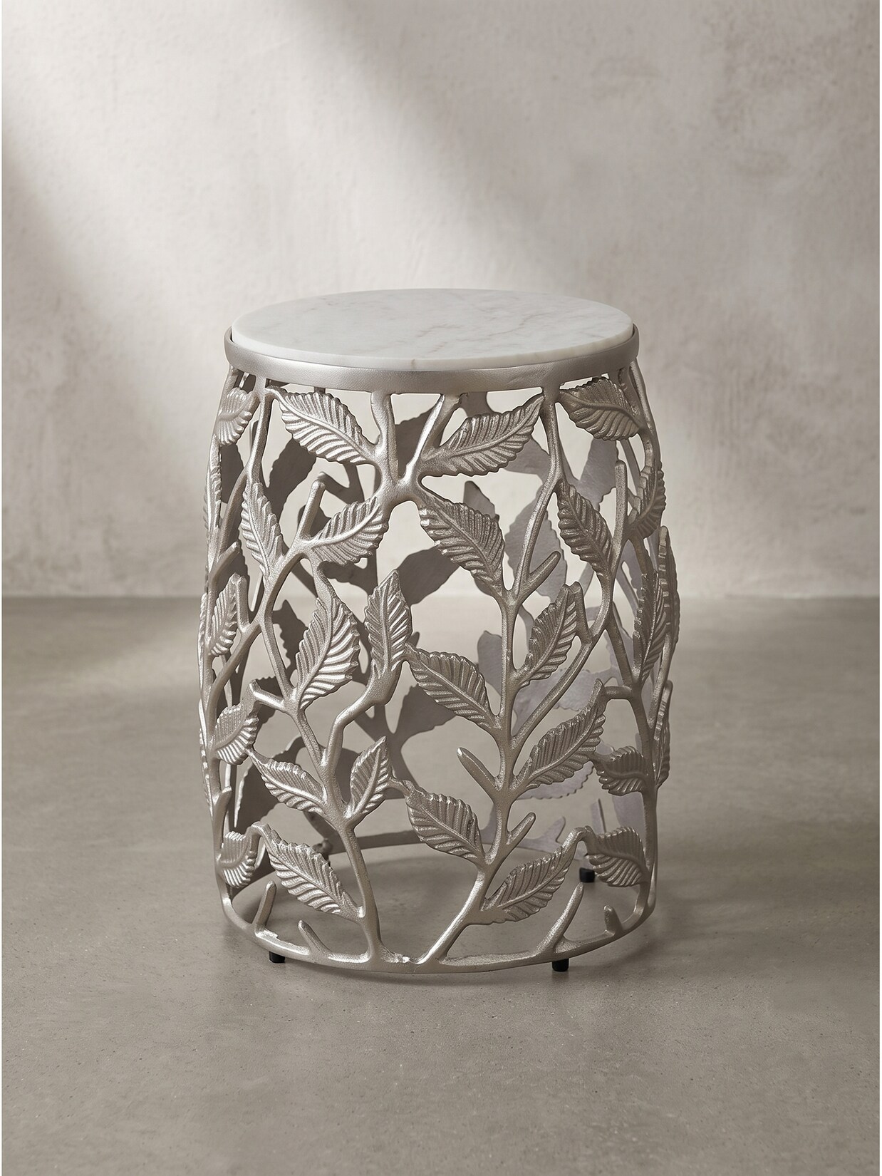 Beistelltisch Marmor Silber-Weiß Ø 40x46 cm - ALASSIO Kadima Design