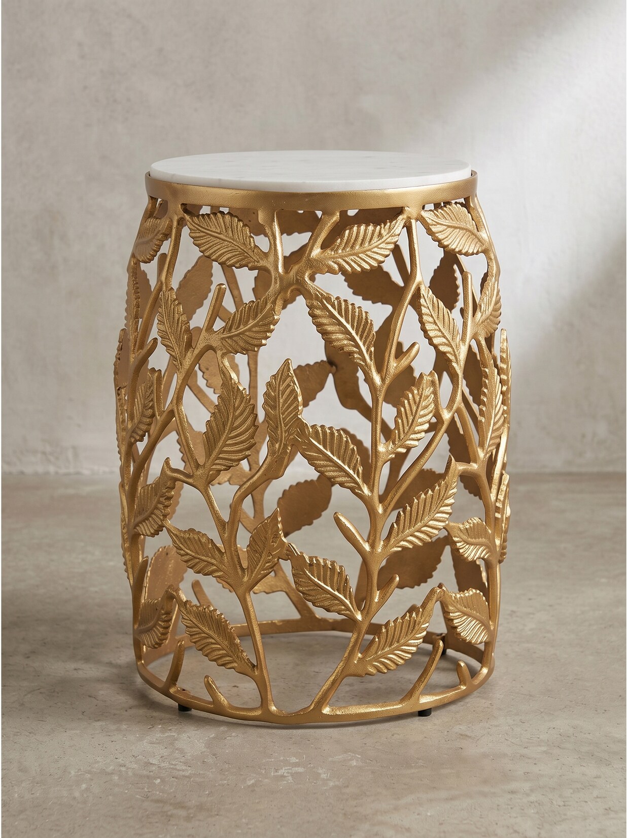 Beistelltisch Marmor Gold-Weiß Ø 40x46 cm - ALASSIO Kadima Design