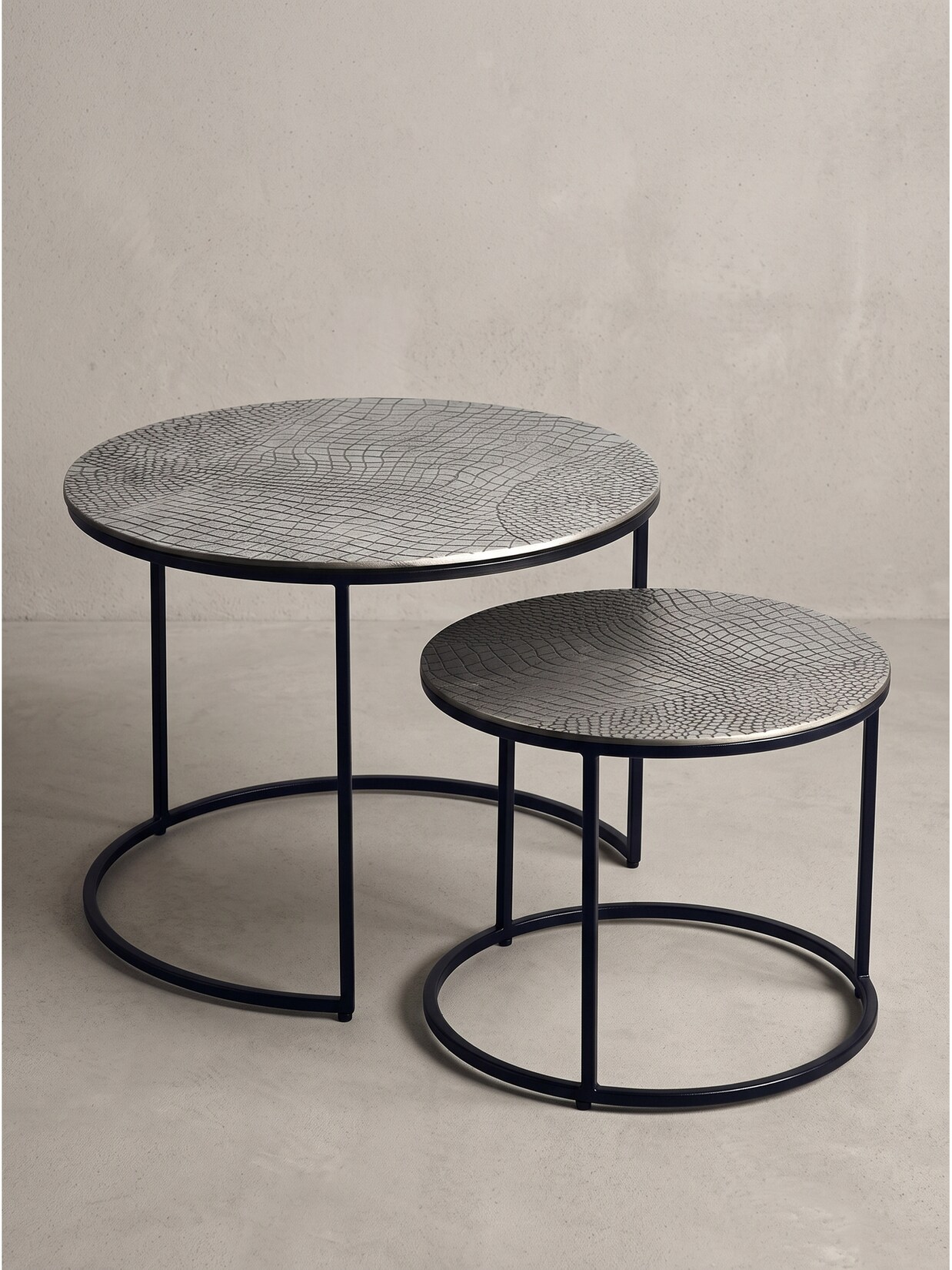 Couchtische 2er-Set Aluminium Silber Ø 60x45 cm - VIENNE Kadima