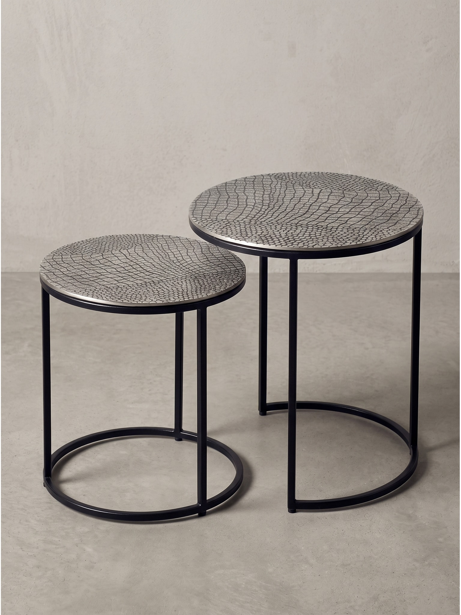 Beistelltische 2er-Set Aluminium Silber &Oslash; 40x48 cm - VIENNE | Kadima - Bild 1