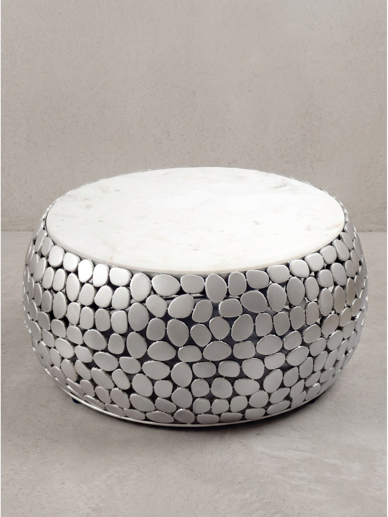 Couchtisch Marmor Silber-Weiß Ø 66x32 cm - DIEMEL Kadima Design