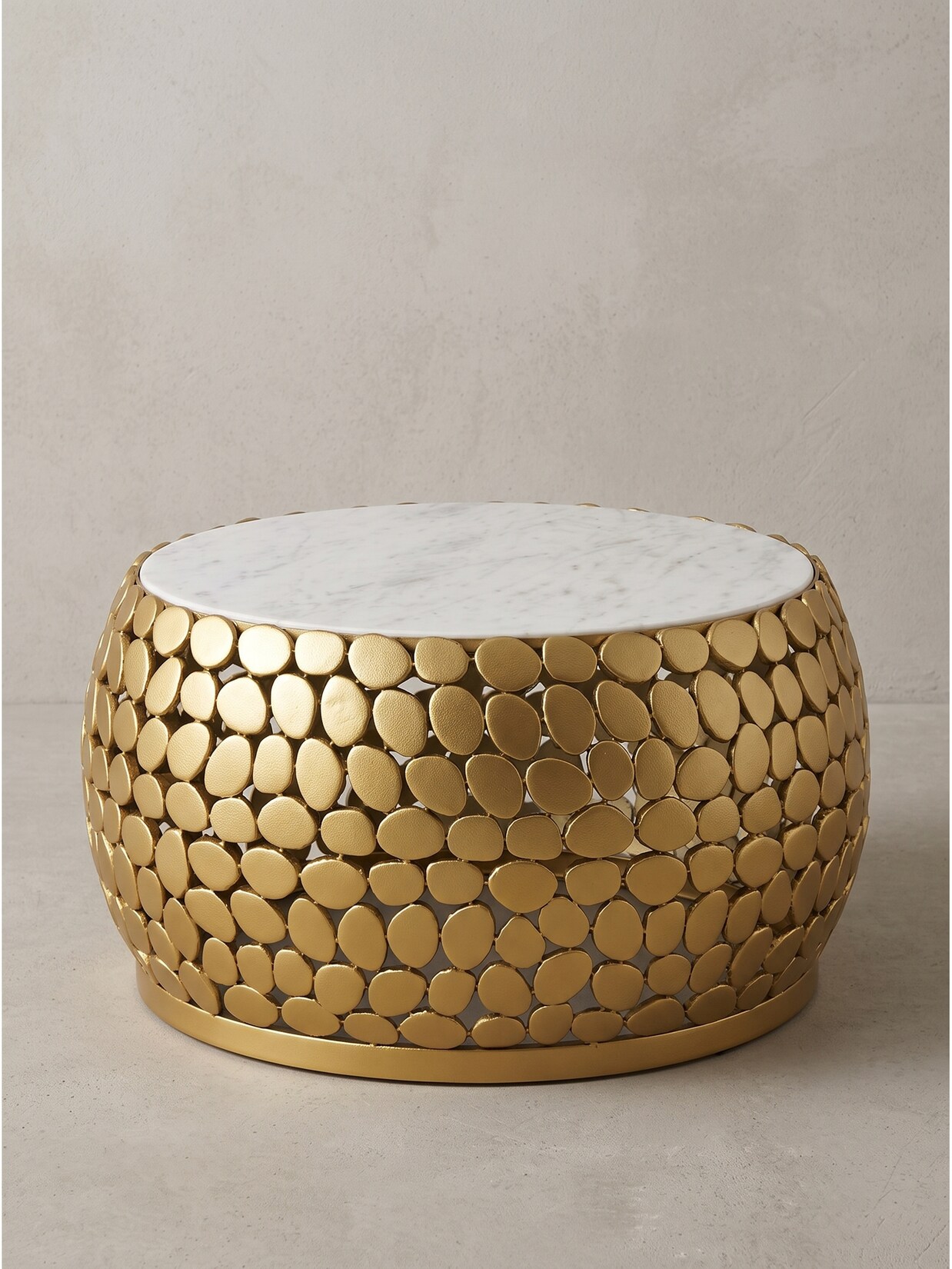Couchtisch Marmor Gold-Weiß Ø 66x32 cm - DIEMEL Kadima Design