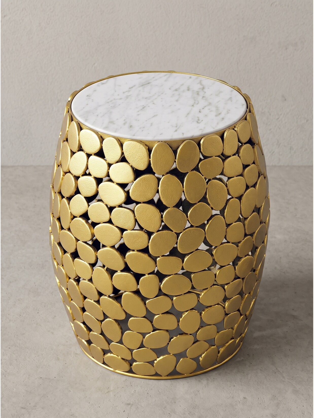 Beistelltisch Marmor Gold-Weiß Ø 40x46 cm - DIEMEL Kadima Design