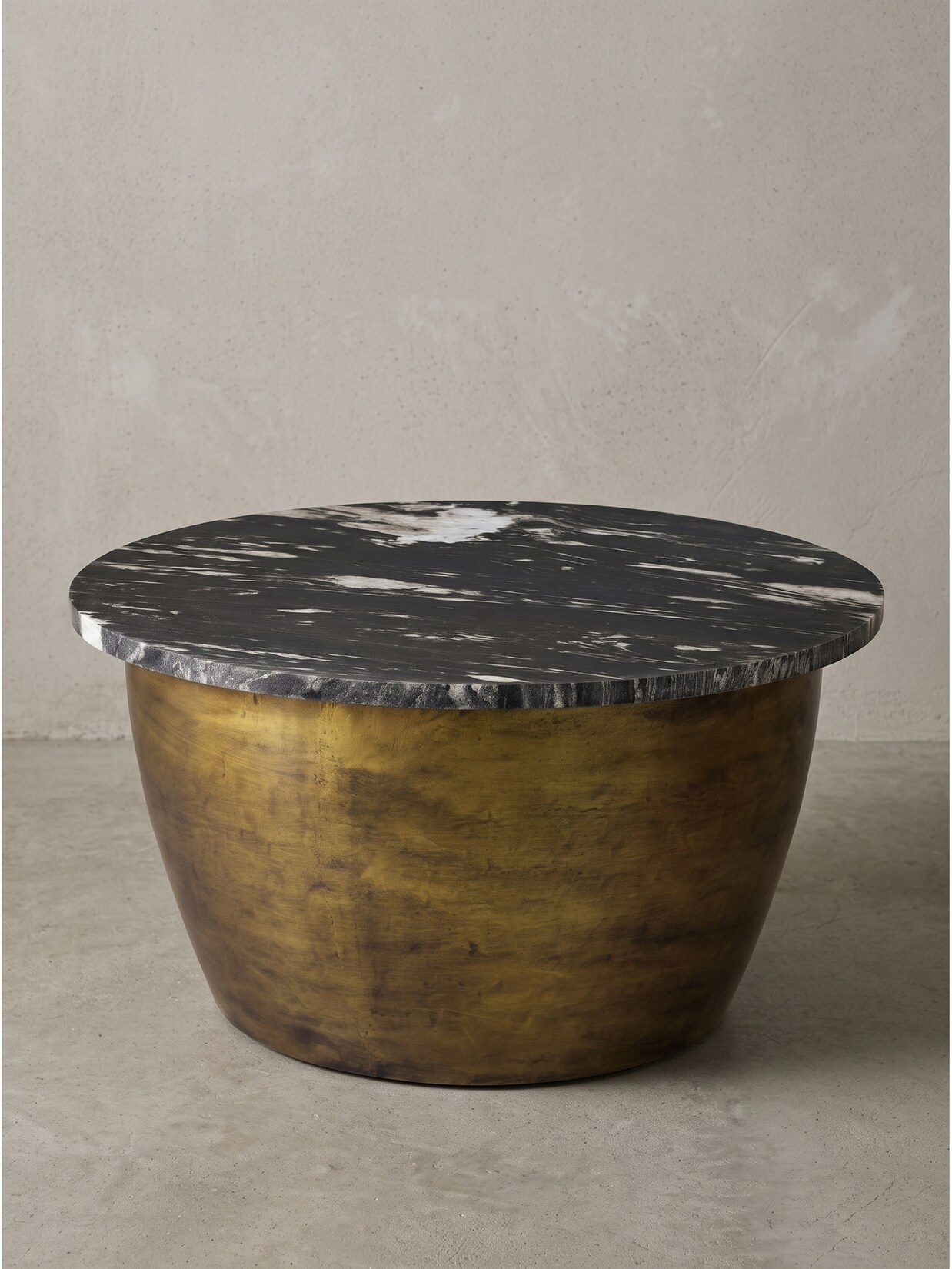 Couchtisch Marmor Schwarz-Gold Ø 60x34 cm - HAVEL Kadima Design