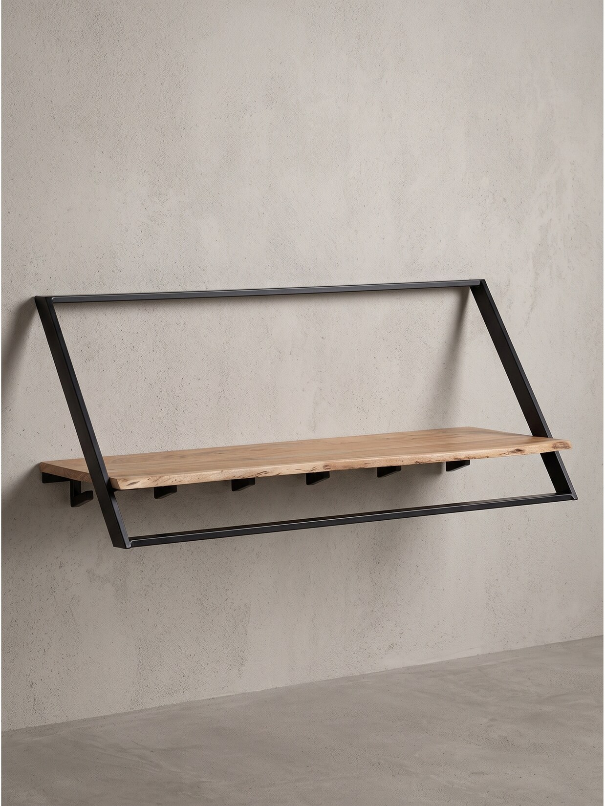 Wandgarderobe Akazie Massivholz Akazie-Schwarz 100x32,5x40 cm Kadima