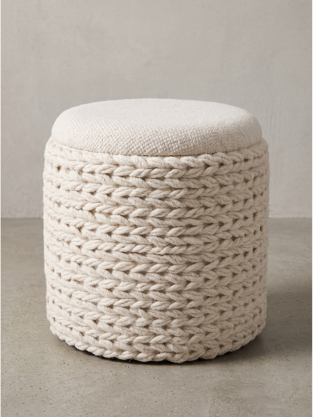 Sitzhocker Stoff Creme Ø 40x45 cm - RHONE Kadima Design