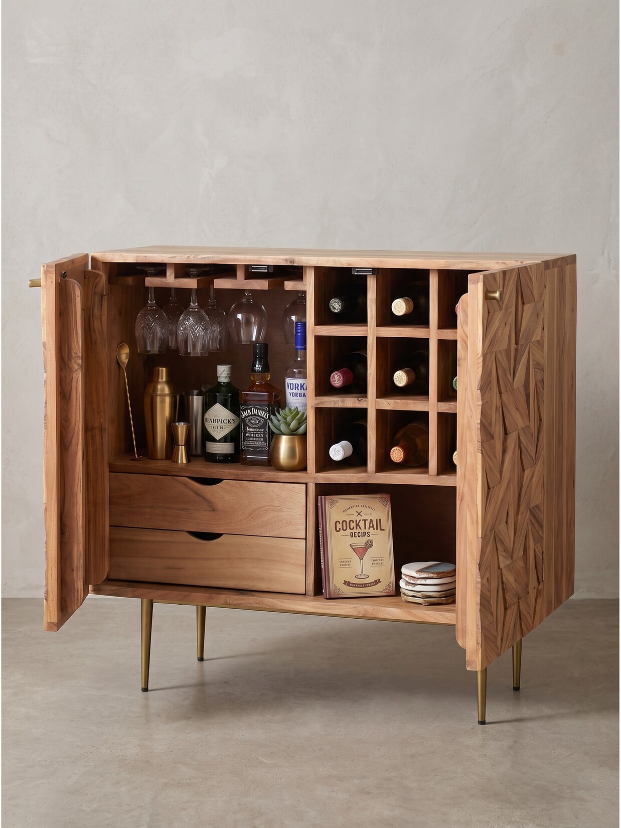 Hausbar Akazie Massivholz 90x45x78 cm - MERTOLA Kadima Design