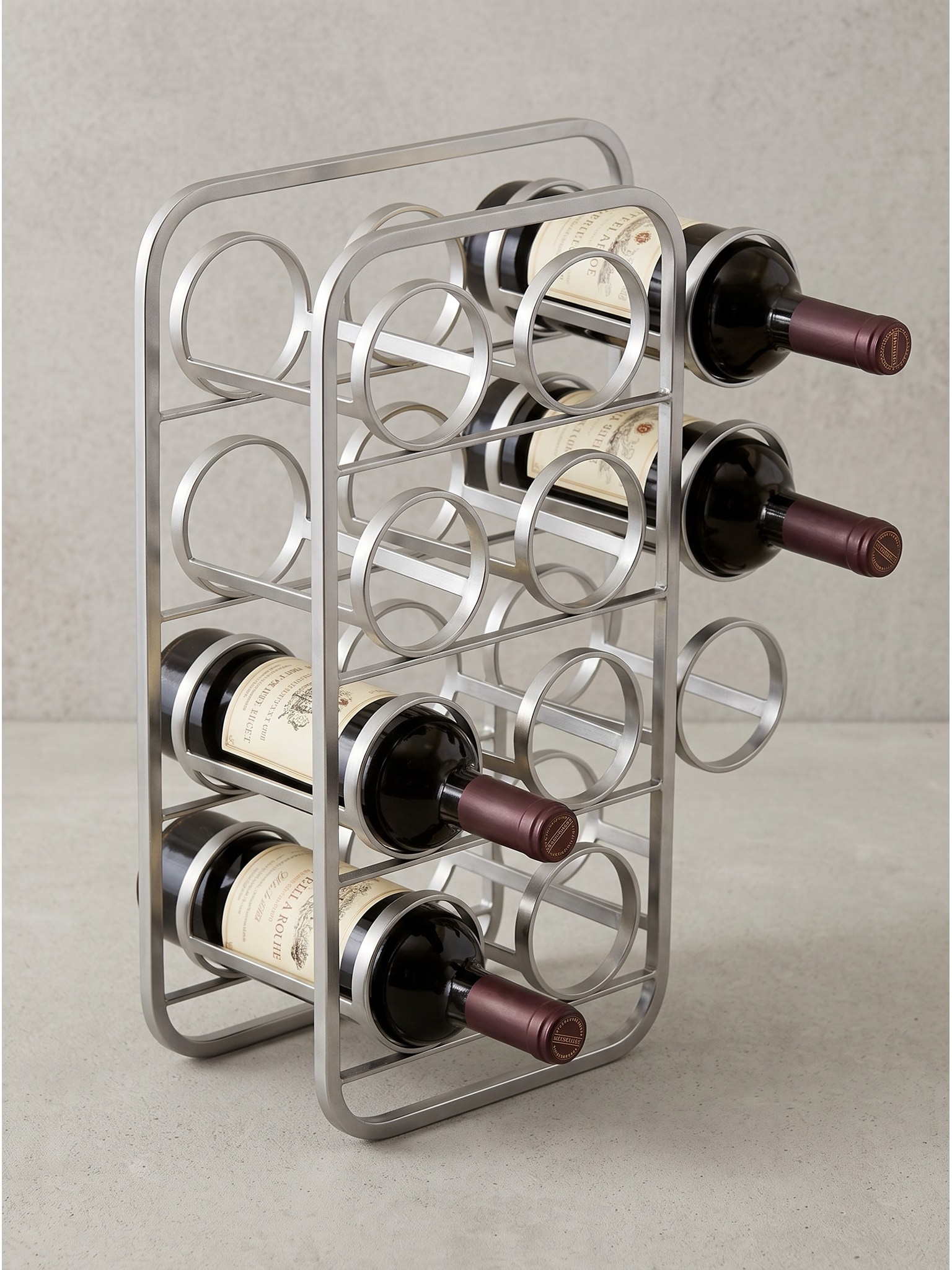 Weinflaschenregal Stahl Silber 34x15x47 cm - POSITANO | Kadima Design - Bild 1