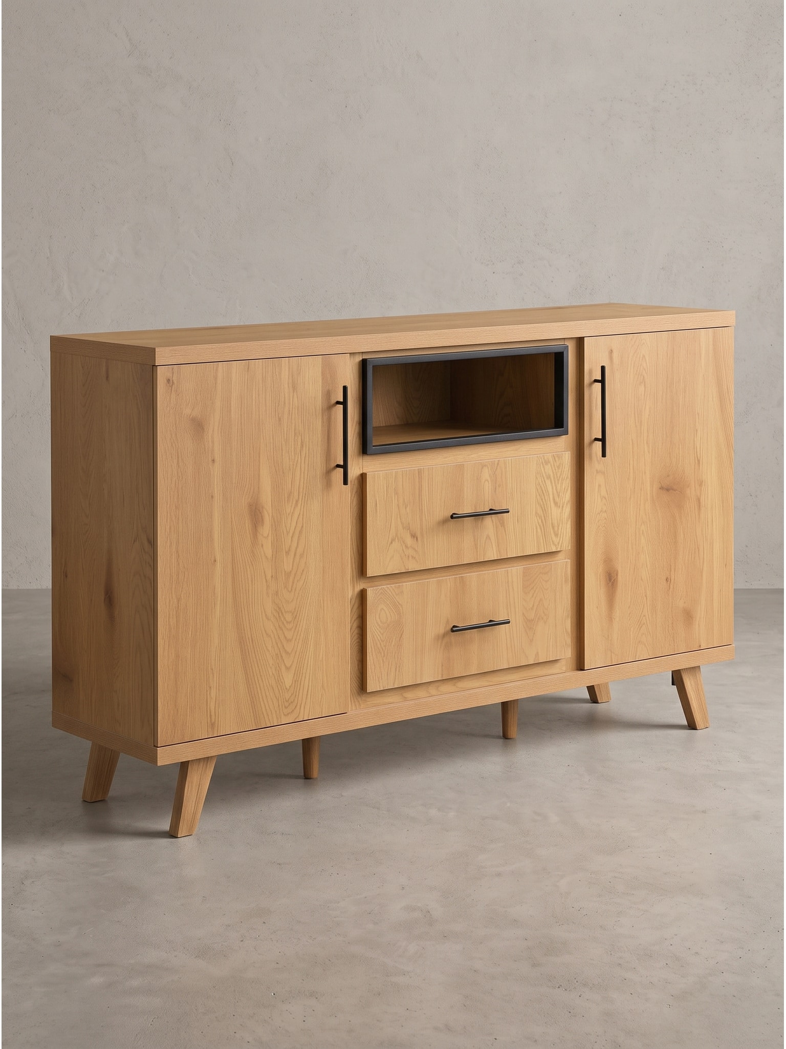 Sideboard MDF Eichenoptik 150x40x95 cm - BASSANO | Kadima Design - Bild 1