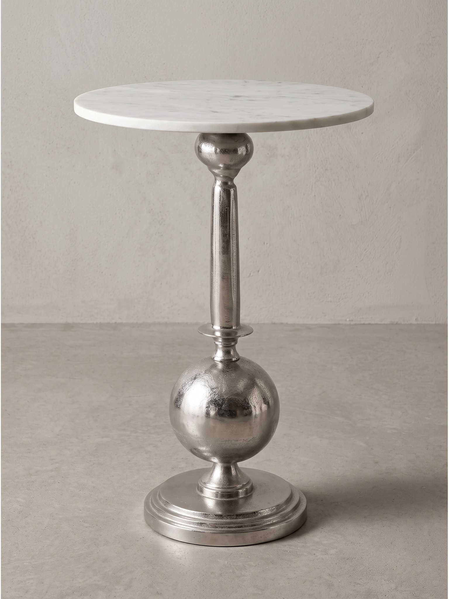 Beistelltisch Marmor Silber-Wei&szlig; &Oslash; 40x57 cm - SARNANO | Kadima Design - Bild 1