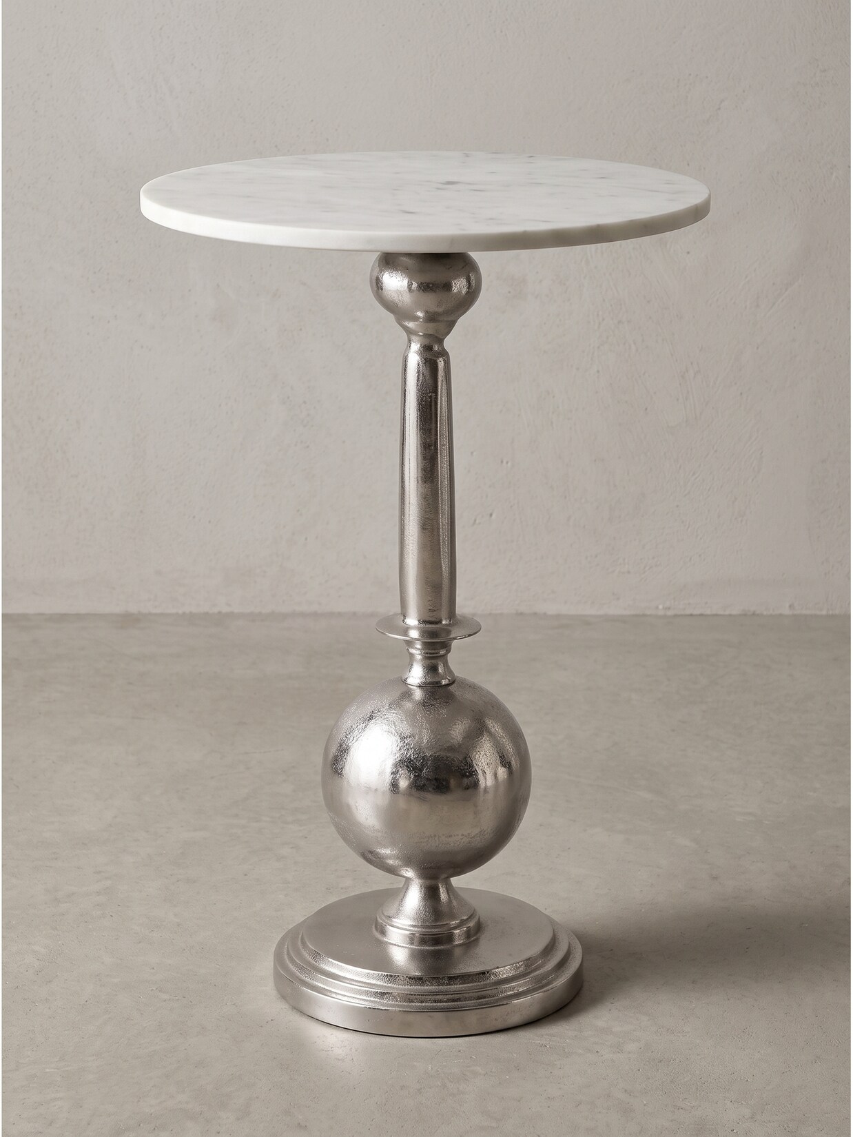 Beistelltisch Marmor Silber-Weiß Ø 40x57 cm - SARNANO Kadima Design
