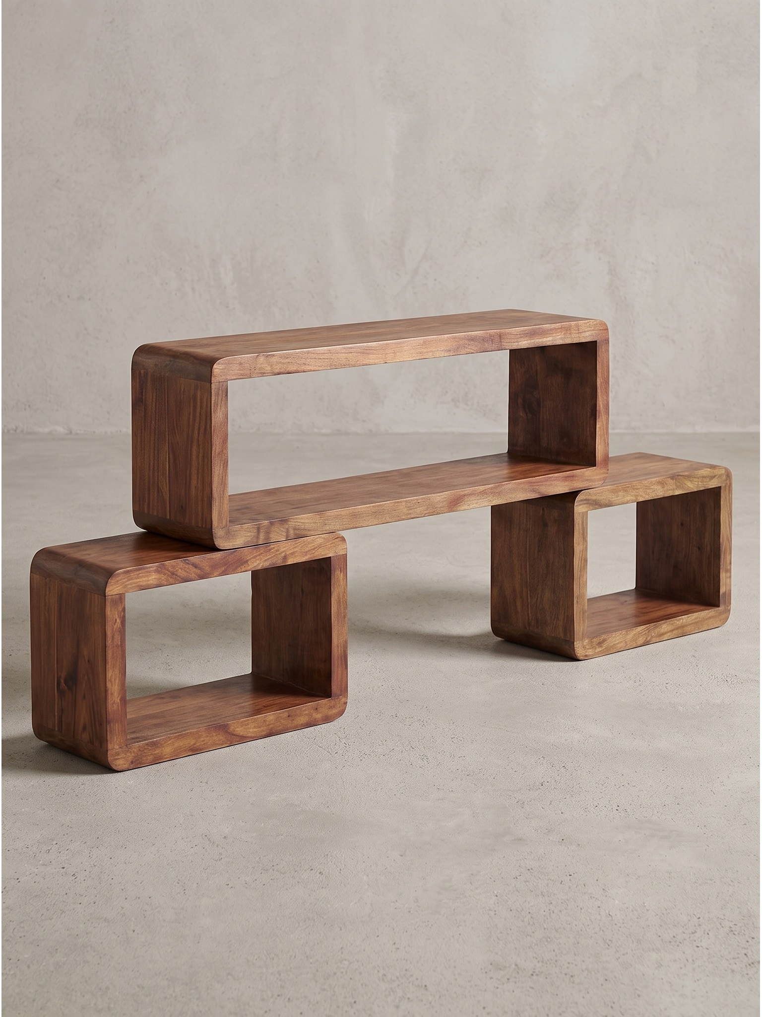 W&uuml;rfelregal-Set Dunkles Massivholz 80x15x20 cm - RAVELLO | Kadima - Bild 1