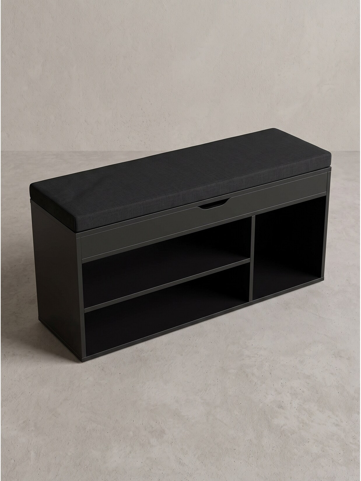Garderobenbank Stoff Schwarz 104x32x51 cm - BASILICATA Kadima Design