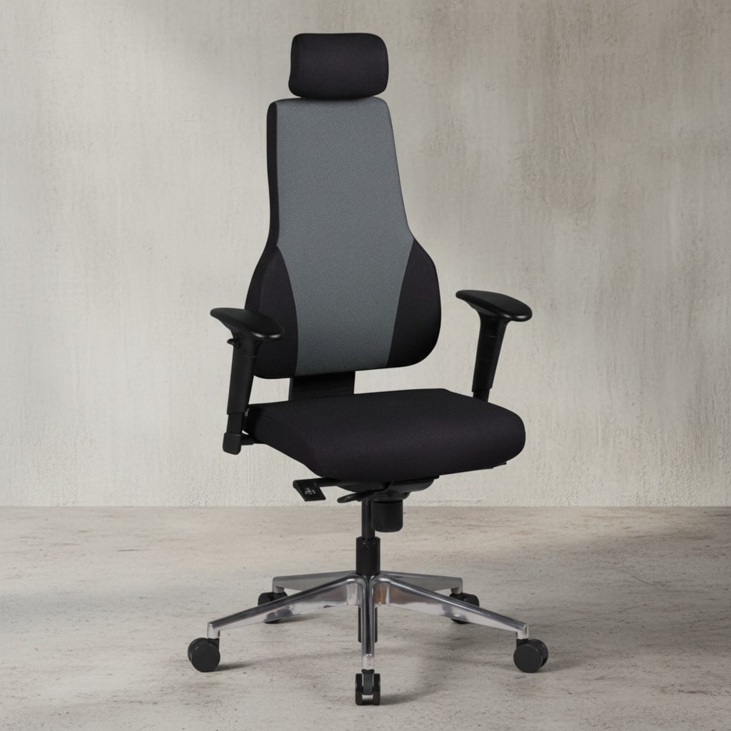 KADIMA DESIGN Chefsessel "Fabio": 3-Punkt-Synchronmechanik, ergonomische R&uuml;ckenlehne, h&ouml;henverstellbare Kopfst&uuml;tze, Aluminium-Fu&szlig;kreuz, 120 kg Belastbarkeit. - Bild 1