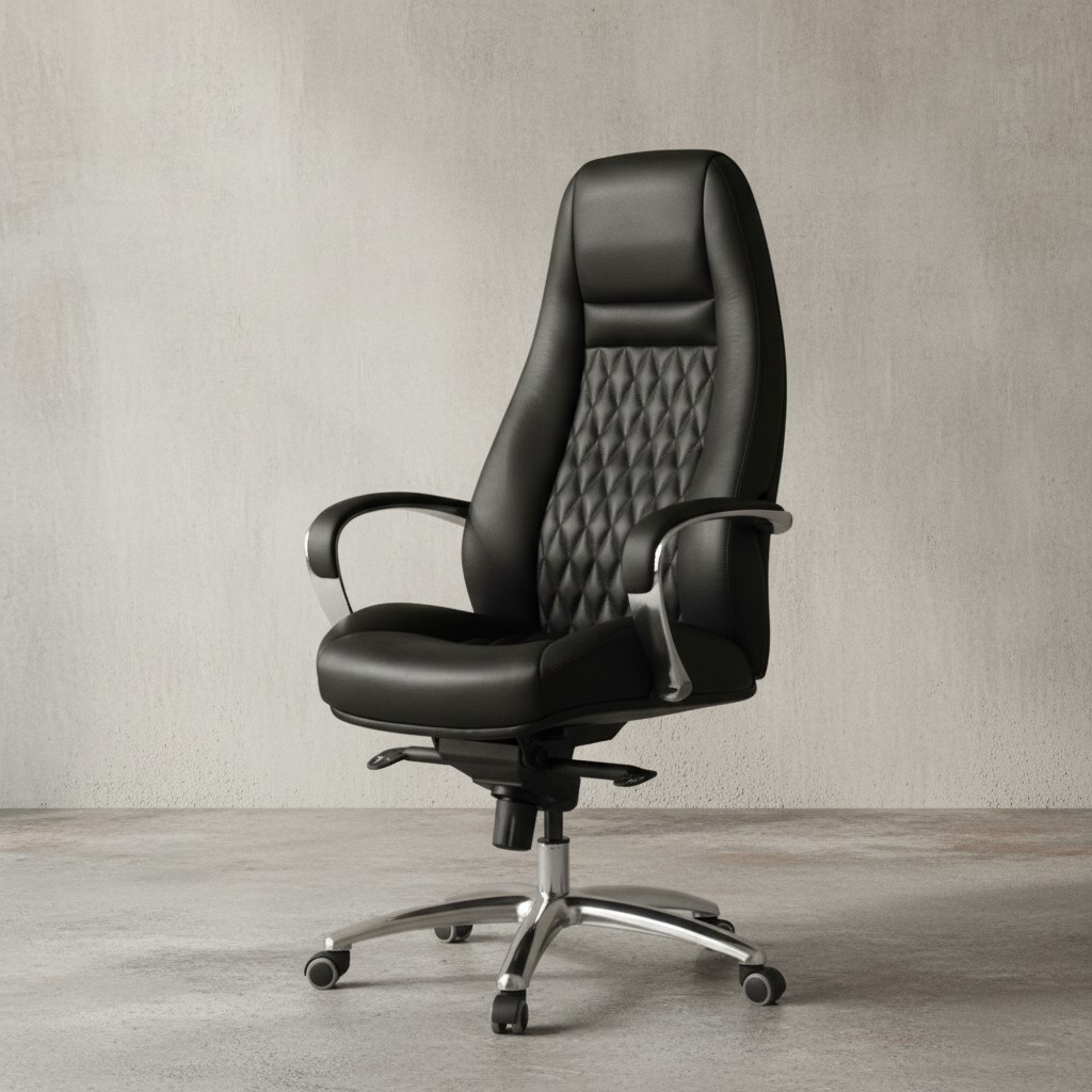 KADIMA DESIGN Chefsessel MADRID Echtleder, ergonomisch, Aluminium-Fußkreuz, bis 120 kg, 8 Stunden Sitzdauer