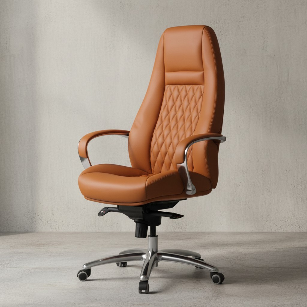 KADIMA DESIGN Chefsessel MADRID Echtleder, ergonomisch, Aluminium-Fußkreuz, bis 120 kg, 8 Stunden Sitzdauer
