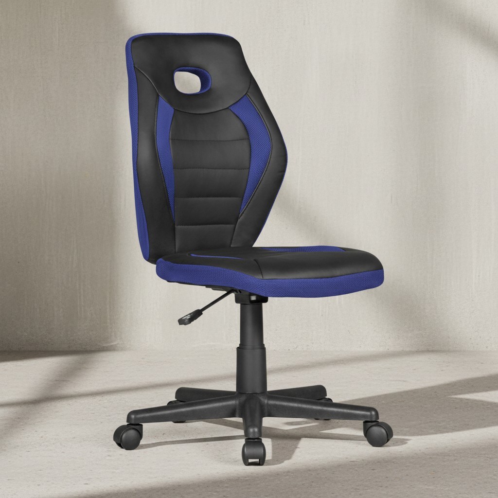 KADIMA DESIGN Jugenddrehstuhl, hohe Rückenlehne, Schulterunterstützung, Kunstleder und Mesh, max. 60 kg Belastbarkeit
