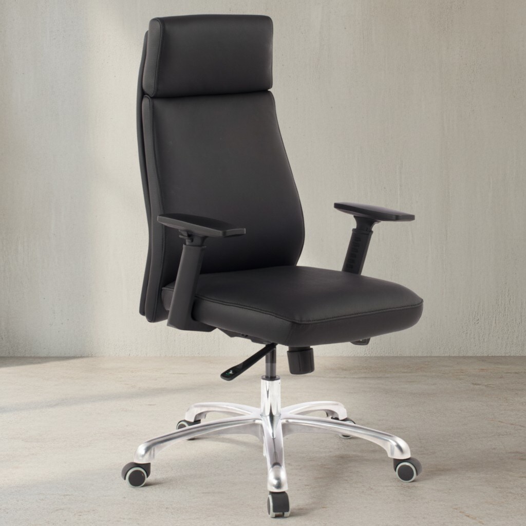 KADIMA DESIGN Echtleder Bürostuhl "Baden": Ergonomisches Design, Echtleder, verstellbare Armlehnen, Aluminium-Fußkreuz, 120 kg …