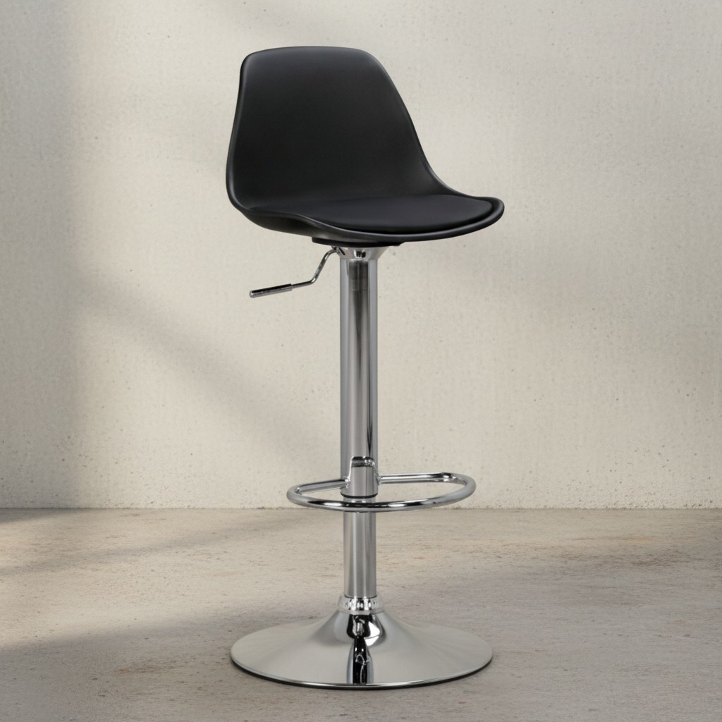 KADIMA DESIGN Barhocker BERN, Lederoptik, verchromtes Gestell, 360° drehbar, max. 110 kg Belastung