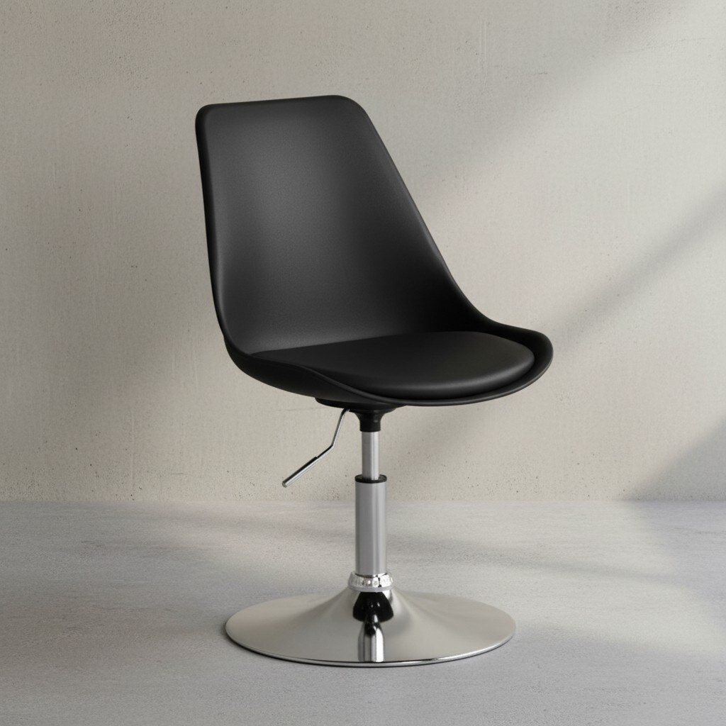 KADIMA DESIGN Trompetenstuhl mit Kunstlederbezug, drehbar, 110 kg Belastbarkeit, chrom-finish Metallkonstruktion - Bild 1