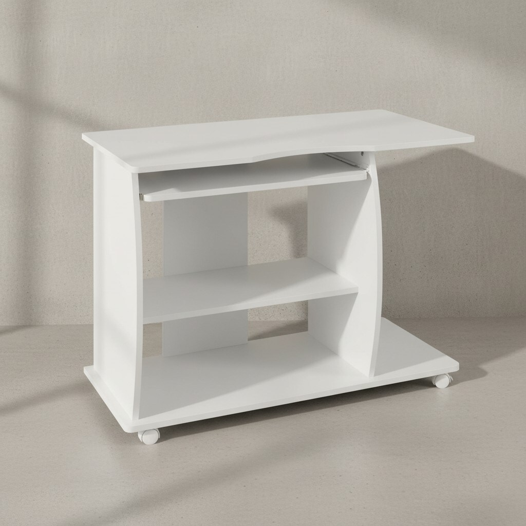 KADIMA DESIGN Laptoptisch Computertisch: 3D-Ecken, Stauraum, 90x50x71 cm, Spanplattenkonstruktion, Rollen.