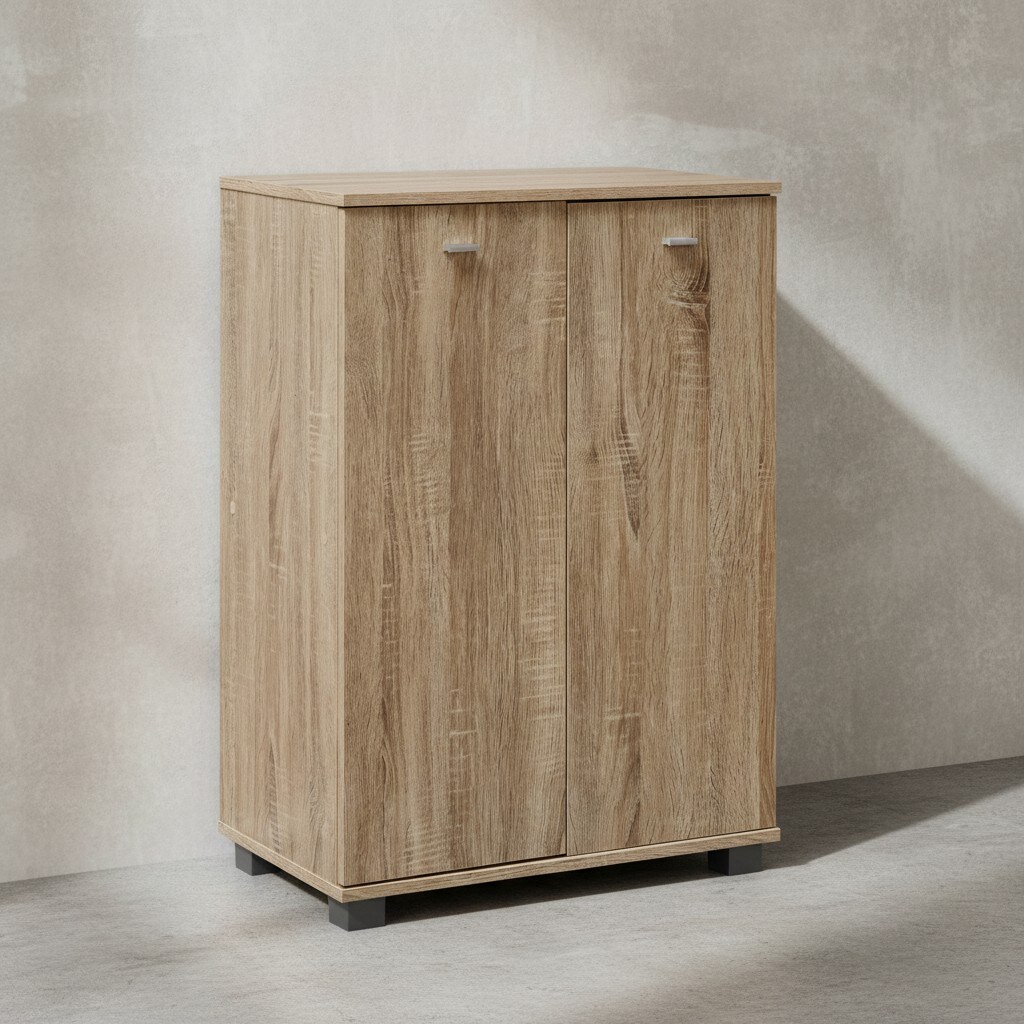 KADIMA DESIGN Schuhschrank-Kommode für bis zu 12 Paar Schuhe, 2 Türen, 3 Einlegeböden, in Buche, Weiß, Sonoma Eiche