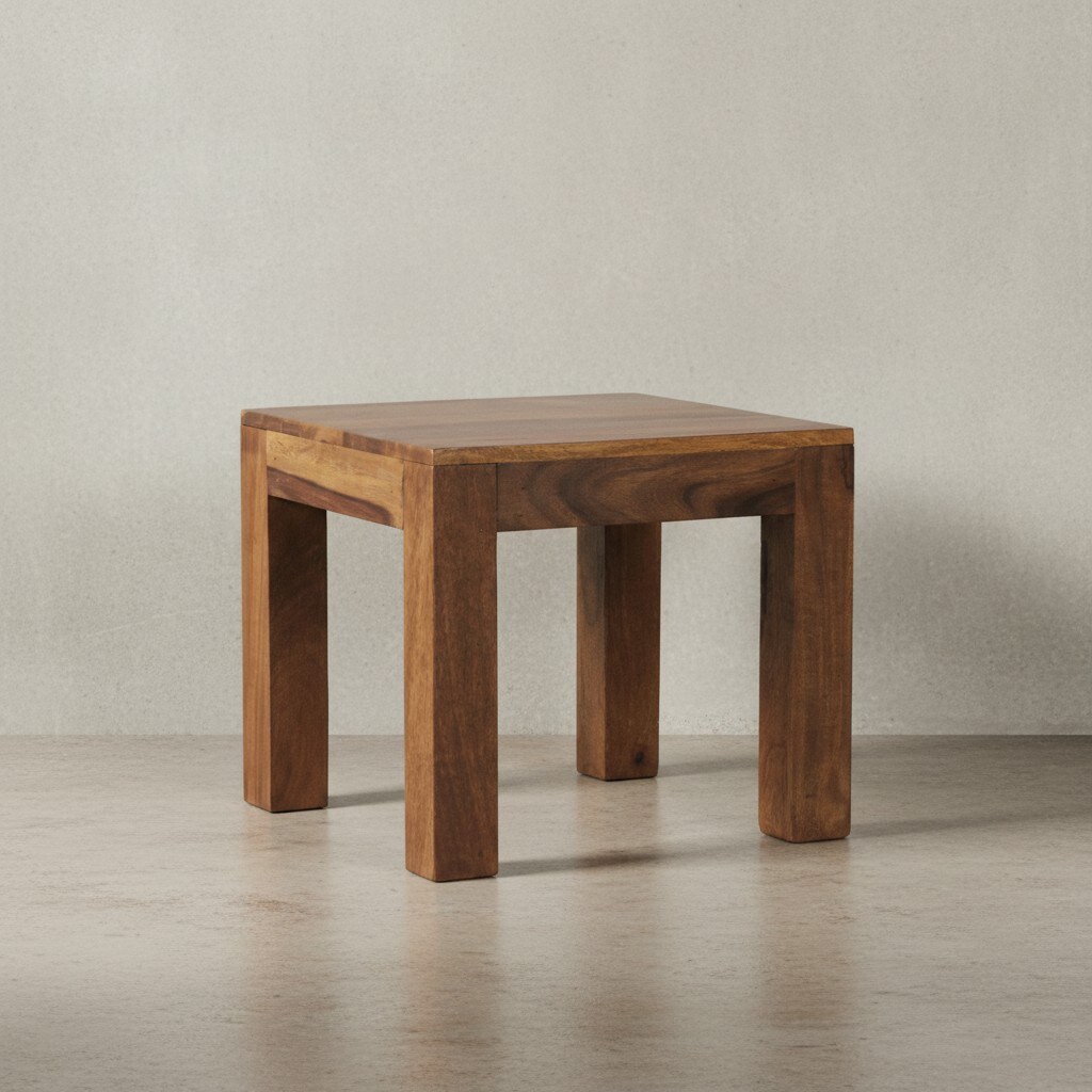 KADIMA DESIGN Massivholz-Tisch NAKO: Handgefertigt, 45x40x45 cm, Sheeshamholz, 50kg Belastbarkeit - Bild 1