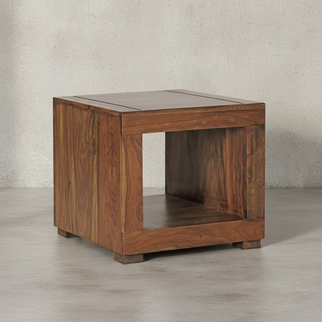 KADIMA DESIGN Couchtisch aus Sheesham Massivholz, 50&nbsp;cm breit, dunkelbraun &ndash; Wohnzimmer-Beistelltisch Landhaus-Stil - Bild 1