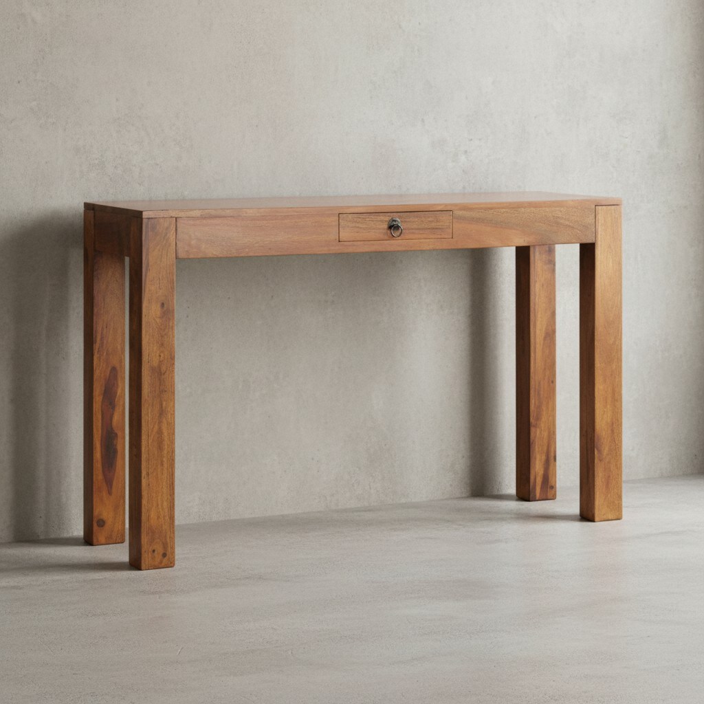 KADIMA DESIGN Konsolentisch "NAKO": Landhausstil, Schublade, Akazienholz, 40 cm Tiefe, vielseitig einsetzbar. - Bild 1