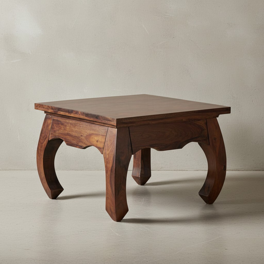 KADIMA DESIGN Sheesham Couchtisch Kanada im Landhausstil, 60x60 cm, handgefertigt, elegante Opium-Form, pflegeleicht und robust - Bild 1