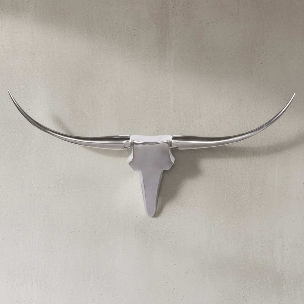 KADIMA DESIGN Bull Geweih L Wanddekoration, stilvoll aus Aluminium, 125 cm, handgefertigt, modernes Design, für ein elegantes Zuhause