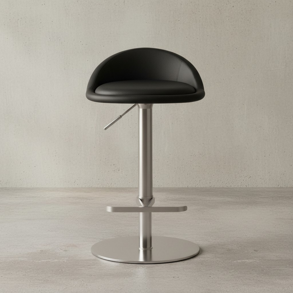 KADIMA DESIGN Barhocker DONAU, h&ouml;henverstellbar, halbrunde R&uuml;ckenlehne, Edelstahl, max. 110 kg Belastung - Bild 1