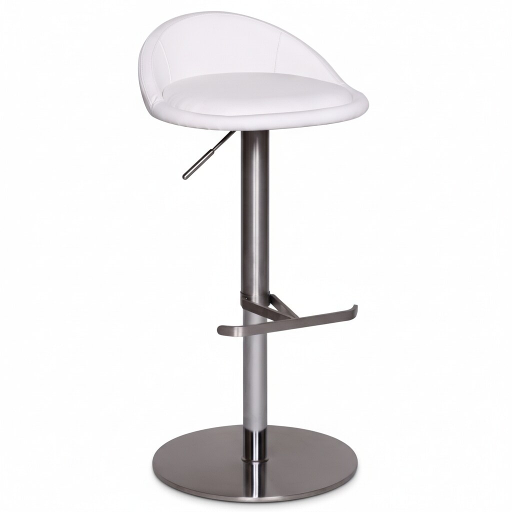 KADIMA DESIGN Barhocker DONAU, höhenverstellbar, halbrunde Rückenlehne, Edelstahl, max. 110 kg Belastung