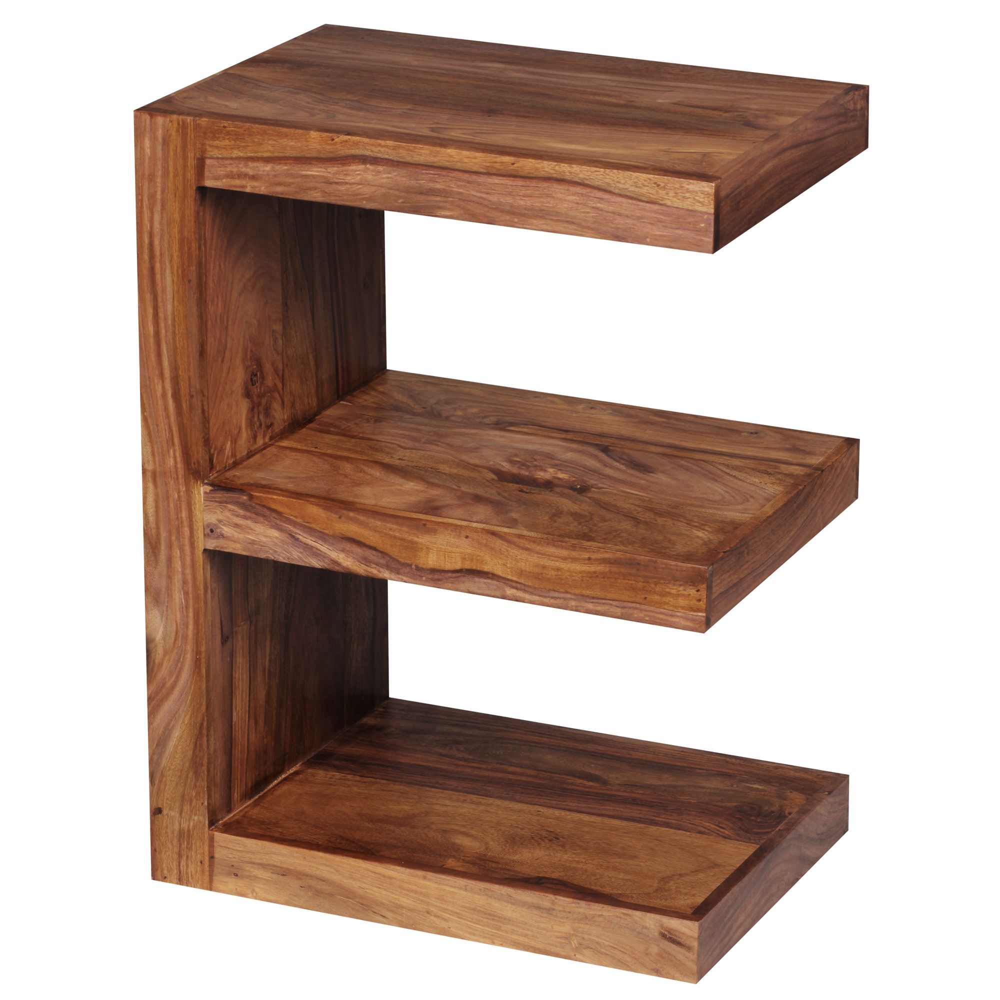 KADIMA DESIGN Beistelltisch "E" Cube NAKO: Akazienholz, E-Konstruktion, 45x30 cm, 60 cm H&ouml;he, handgefertigt. - Bild 1