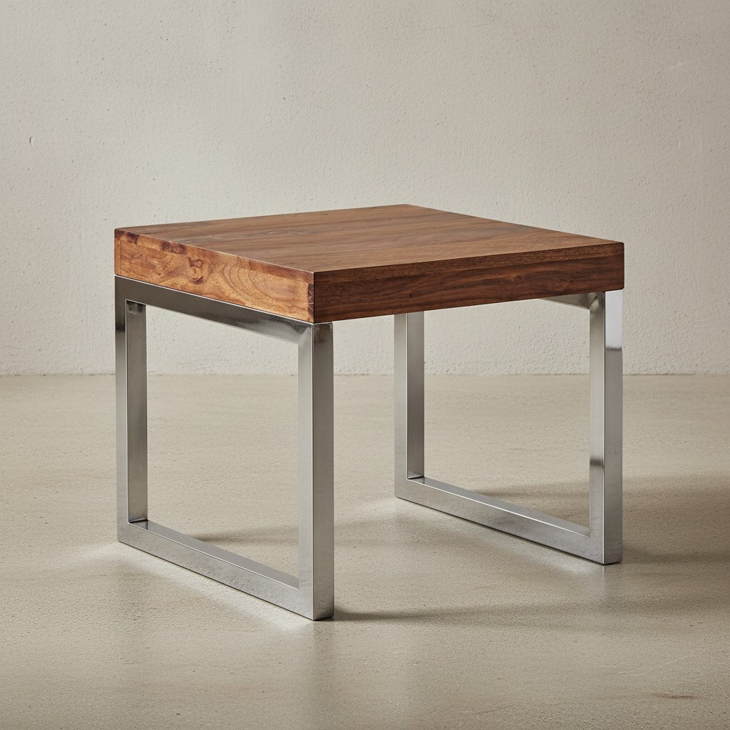 KADIMA DESIGN Quadratischer Couchtisch: Massivholz, Metallgestell, 60x40x60 cm, Sheesham-Massivholz, pflegeleicht.